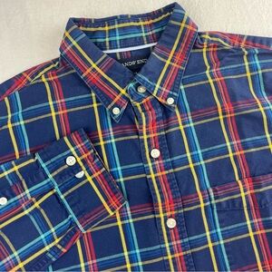 Lands End Men's M Tartan Plaid Button-Down Heavyweight Long Sleeve Casual